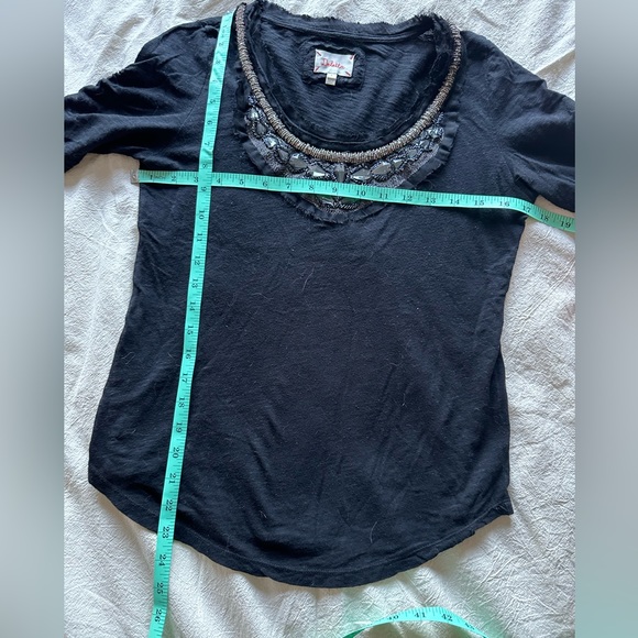 Black shirt with beaded detail from Anthropologie - Picture 2 of 4